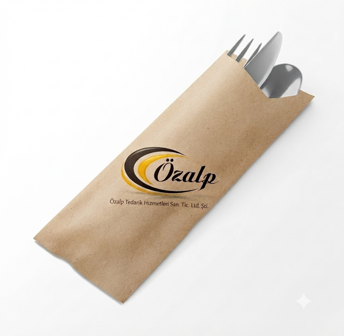 Baskılı kraft çatal bıçak kaşık kese kağıdı 