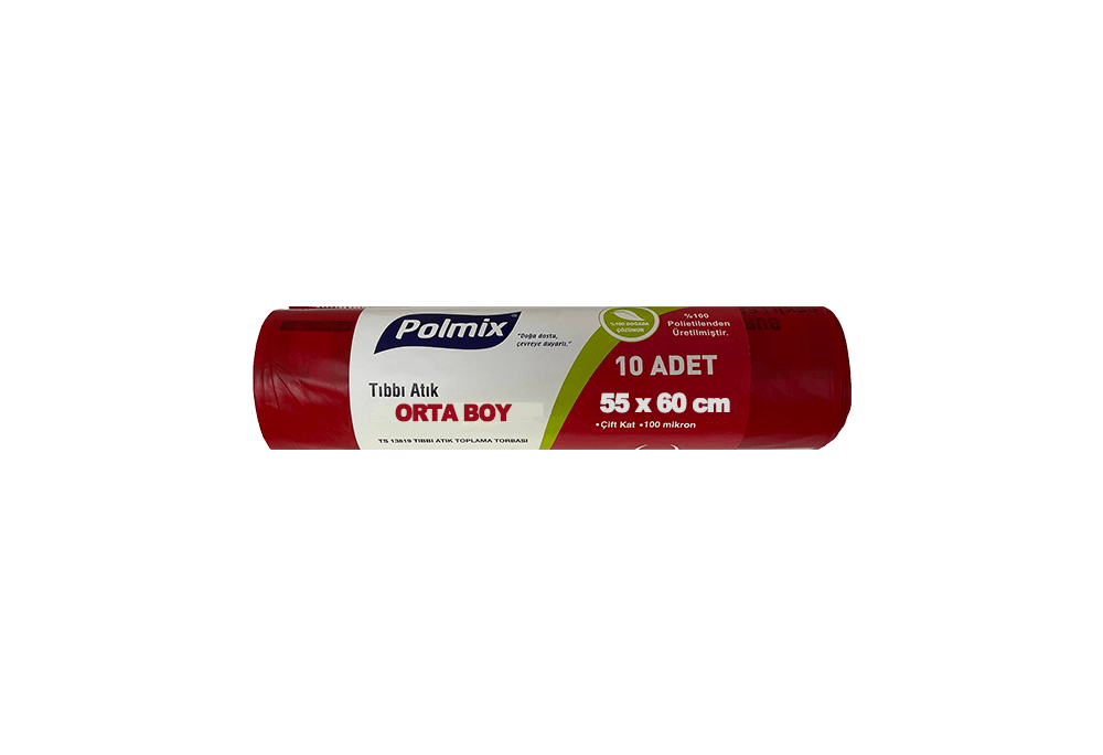 Tıbbi atık çöp poşeti orta boy 55x60