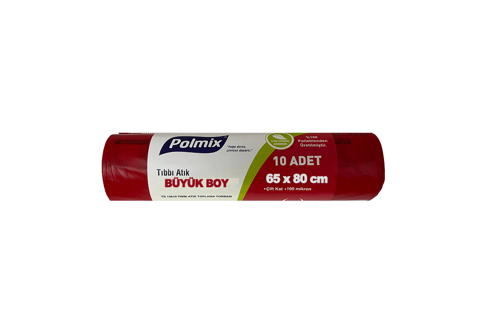 Tıbbi atık çöp poşeti büyük boy 65x80