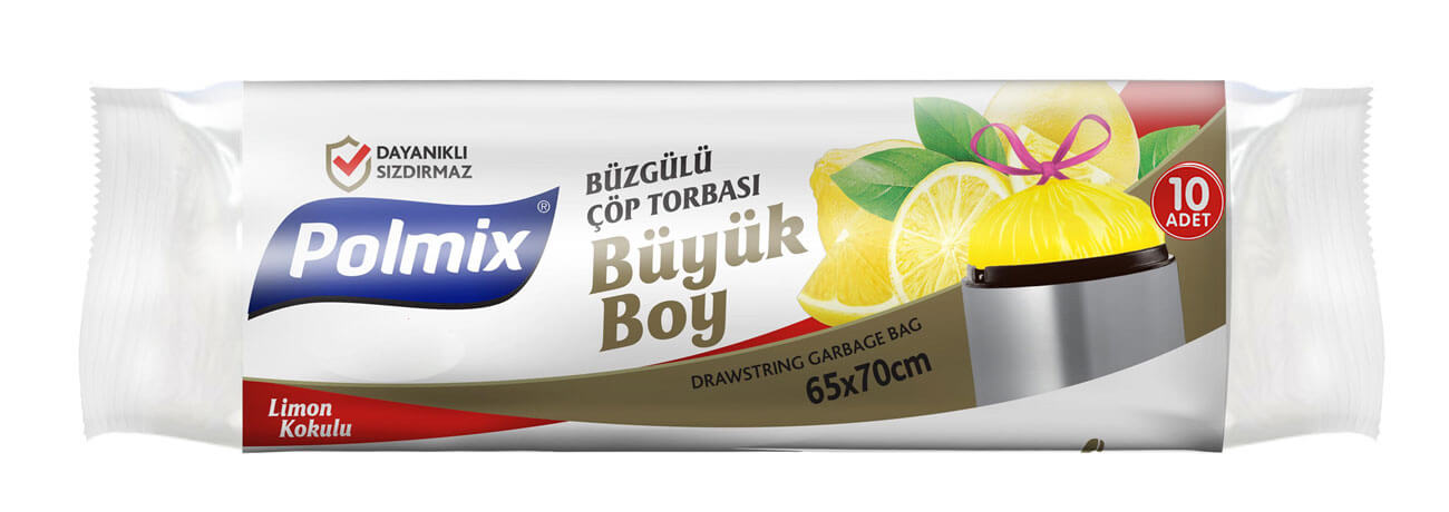 Büyük boy kokulu Büzgülü çöp poşeti 65x80